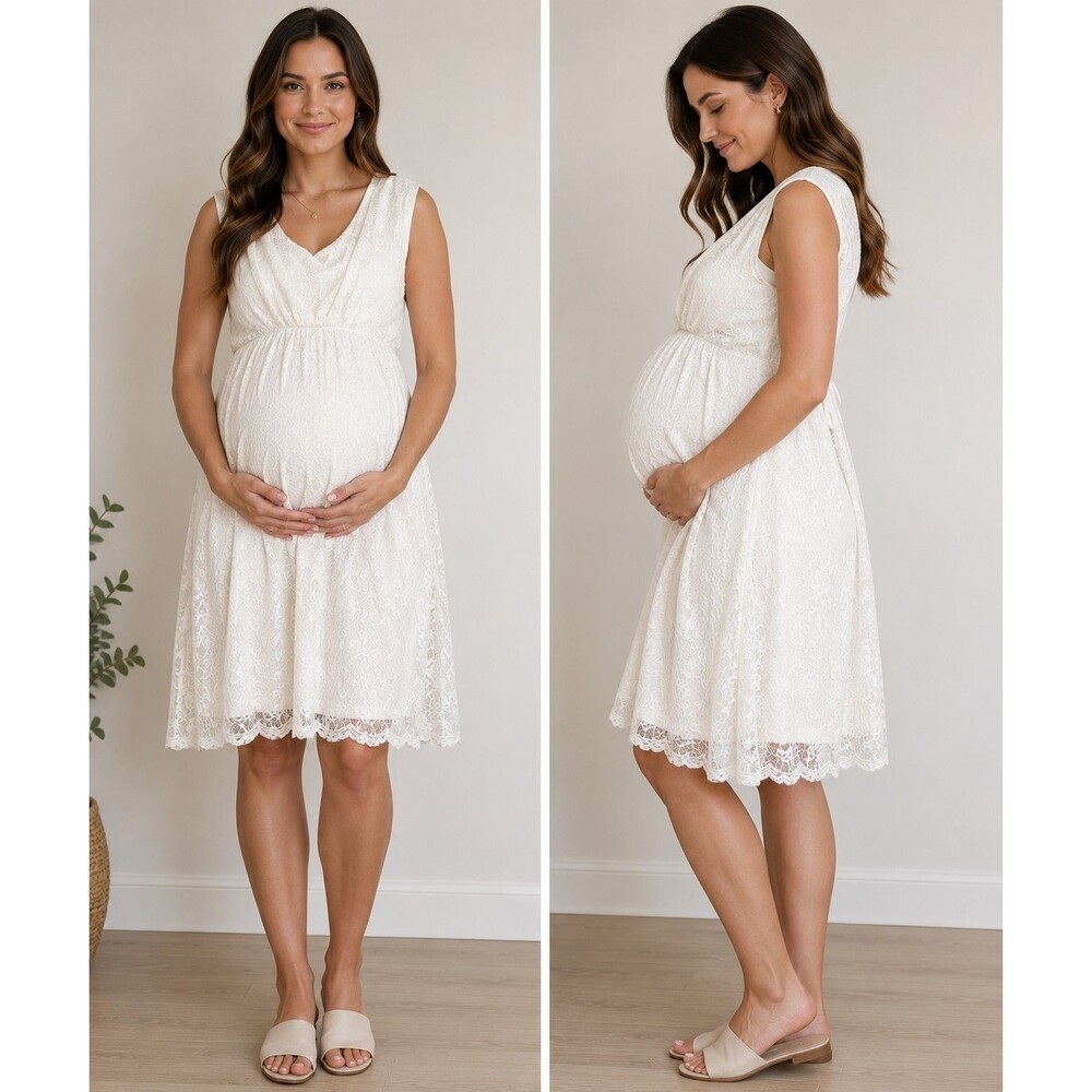 Tiffany Rose Maternity/Special Occasion Dress Women’s Size 4 Ivory Lace England
